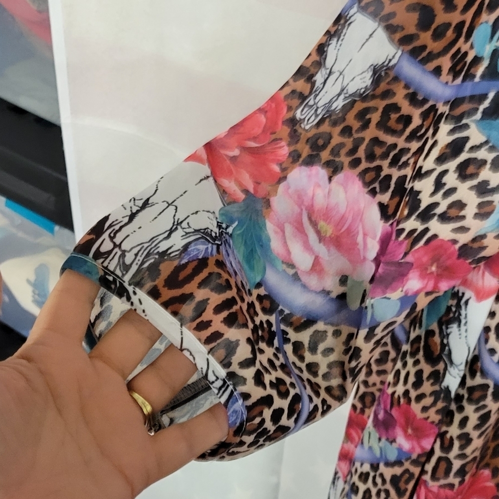 Boutique Sheer Flora Animal Duster S/M - Picture 2 of 5